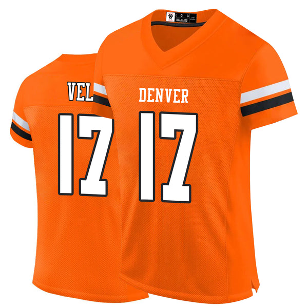 Kopkoc Denver Orange 17 V Football Stitched Jerseys