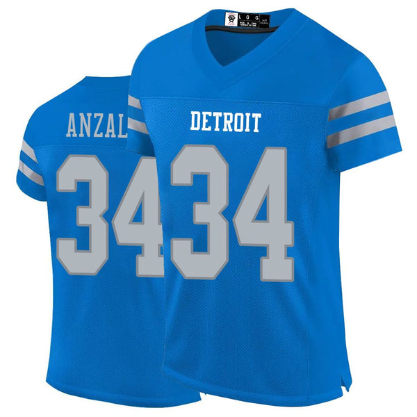 Kopkoc Detroit Blue 34 A Football Stitched Jerseys