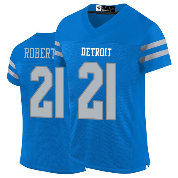 Kopkoc Detroit Blue 21 R Football Stitched Jerseys