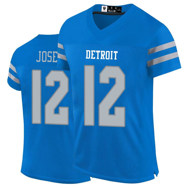 Kopkoc Detroit Blue 12 J Football Stitched Jerseys