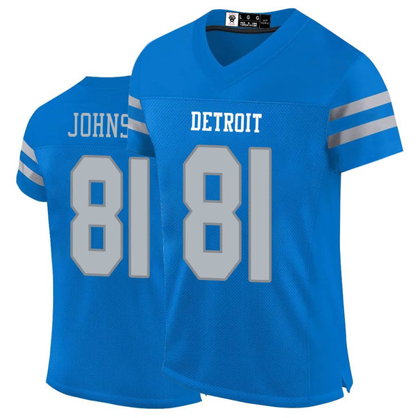 Kopkoc Detroit Blue 81 J Football Stitched Jerseys