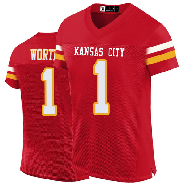 Kopkoc Kansas City Red 1 W Football Stitched Jerseys