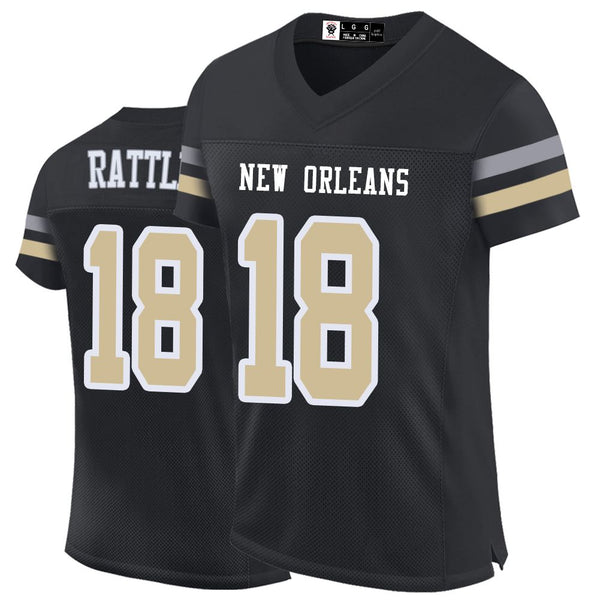 Kopkoc New Orleans Black 18 R Football Stitched Jerseys