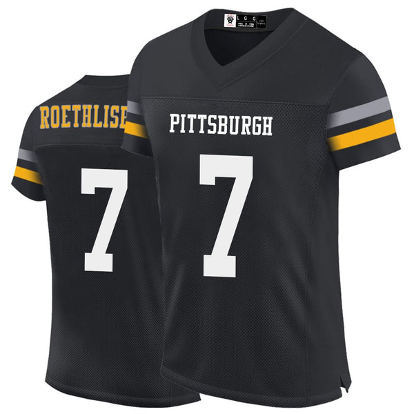 Kopkoc Pittsburgh Black 7 R Football Stitched Jerseys