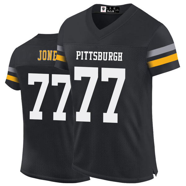 Kopkoc Pittsburgh Black 77 J Football Stitched Jerseys