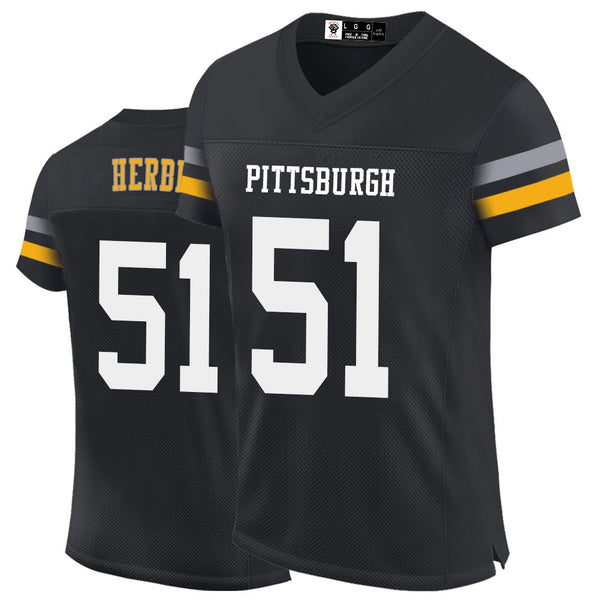 Kopkoc Pittsburgh Black 51 H Football Stitched Jerseys