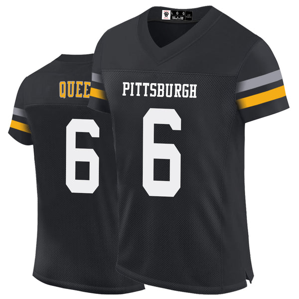 Kopkoc Pittsburgh Black 6 Q Football Stitched Jerseys