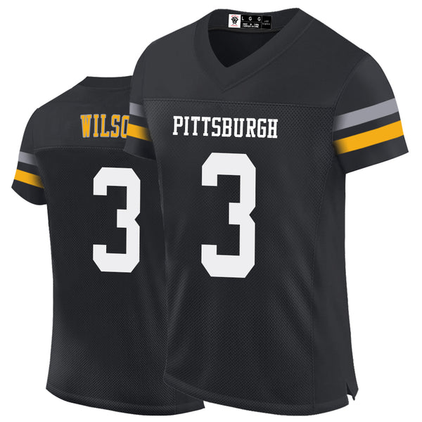 Kopkoc Pittsburgh Black 3 W Football Stitched Jerseys