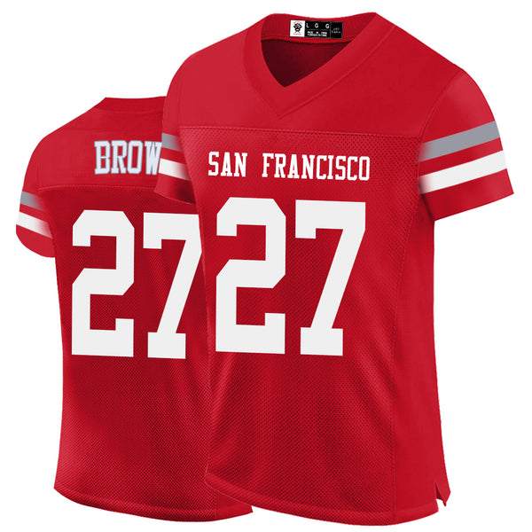 Kopkoc San Francisco Red 27 B Football Stitched Jerseys