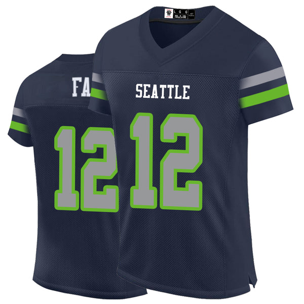 Kopkoc Seattle Blue 12 F Football Stitched Jerseys