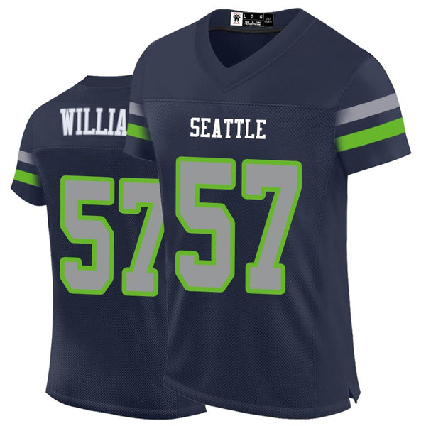 Kopkoc Seattle Blue 57 W Football Stitched Jerseys