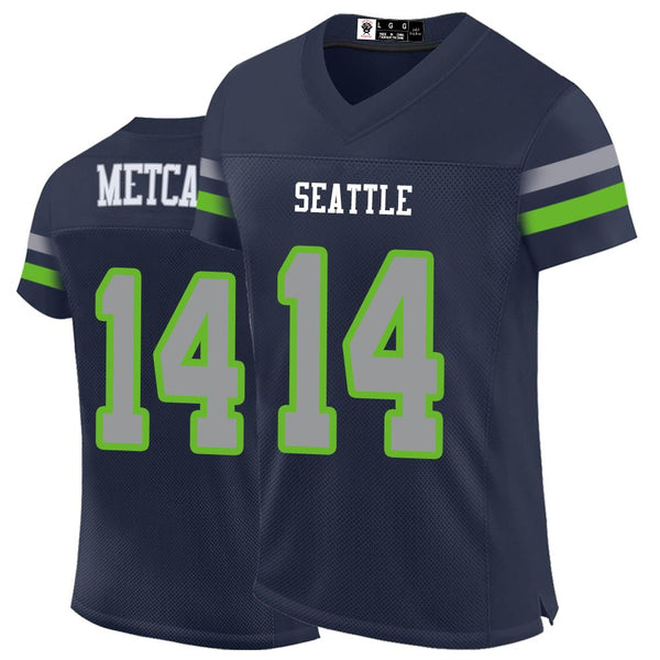 Kopkoc Seattle Blue 14 M Football Stitched Jerseys