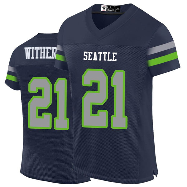 Kopkoc Seattle Blue 21 W Football Stitched Jerseys