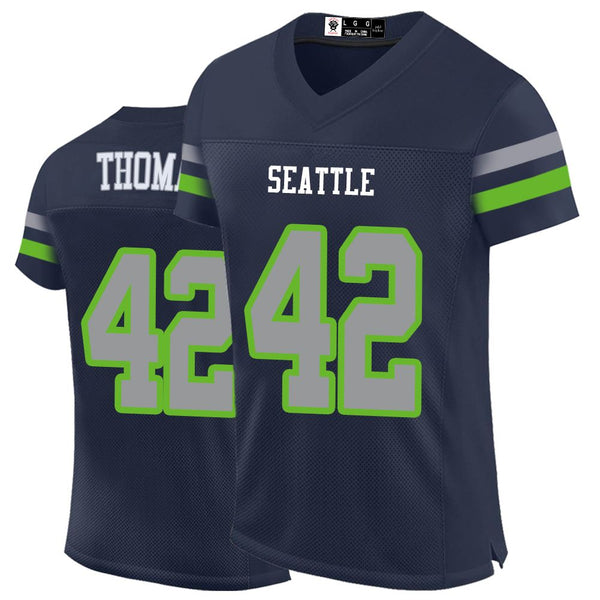 Kopkoc Seattle Blue 42 T Football Stitched Jerseys