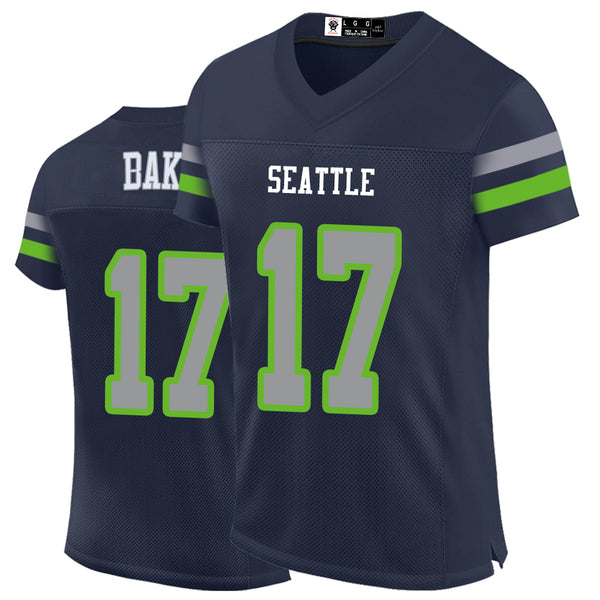 Kopkoc Seattle Blue 17 B Football Stitched Jerseys