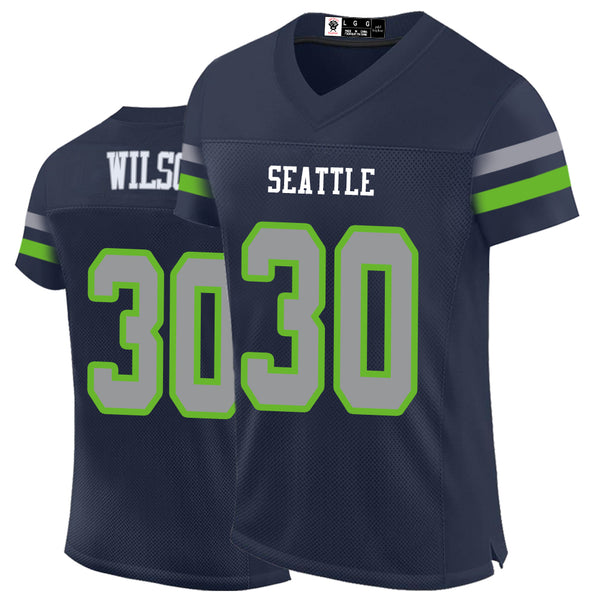 Kopkoc Seattle Blue 30 W Football Stitched Jerseys