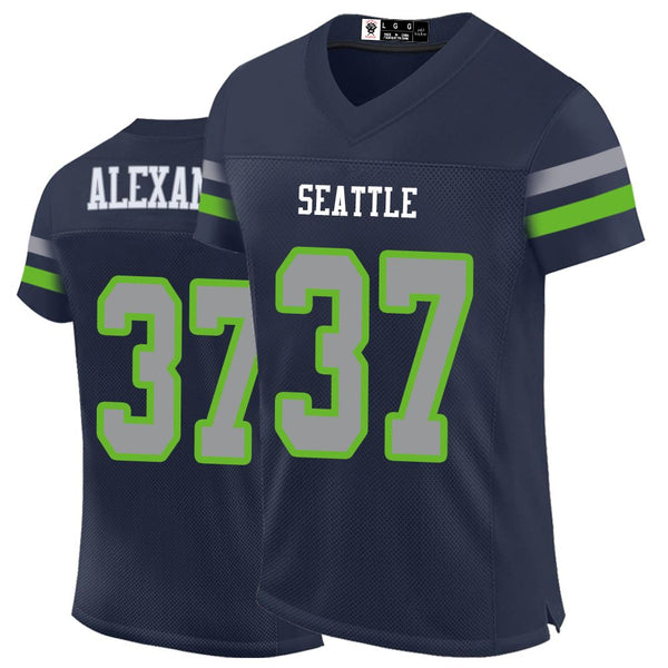 Kopkoc Seattle Blue 37 A Football Stitched Jerseys