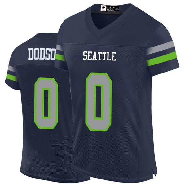 Kopkoc Seattle Blue 0 D Football Stitched Jerseys